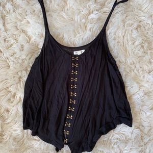 Fun, edgy tank with brass clasps!
